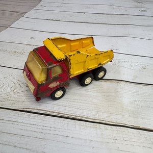 Vtg Mini Tonka Dump‎ Truck Red & Yellow Pressed Steel 1970s Tipper Construction